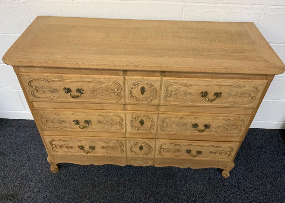 CARVED OAK BLEACHED CHEST OF DRAWERS  View VII