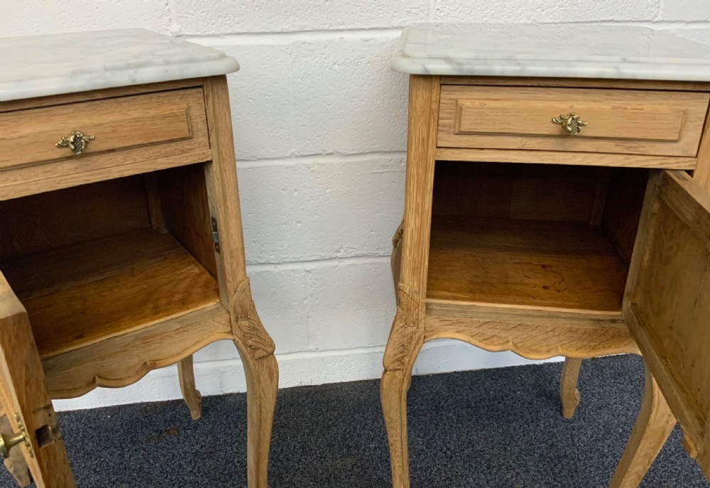 CARVED OAK BLEACHED FRENCH BEDSIDE CABINETS  View IV