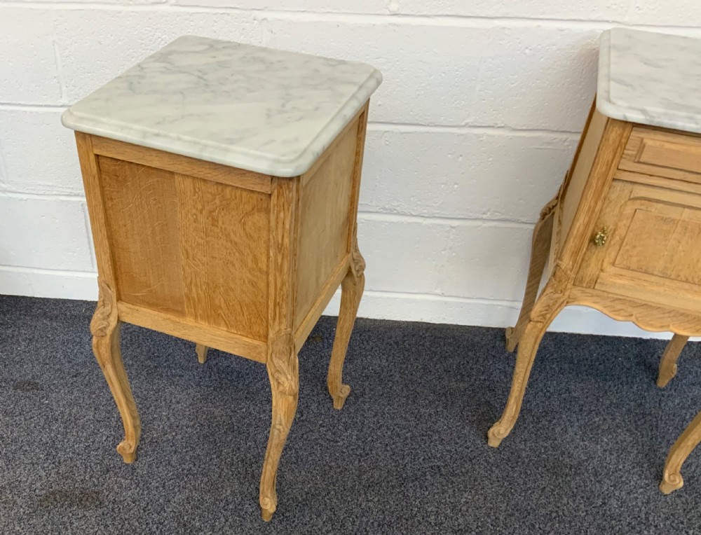 CARVED OAK BLEACHED FRENCH BEDSIDE CABINETS  View VI