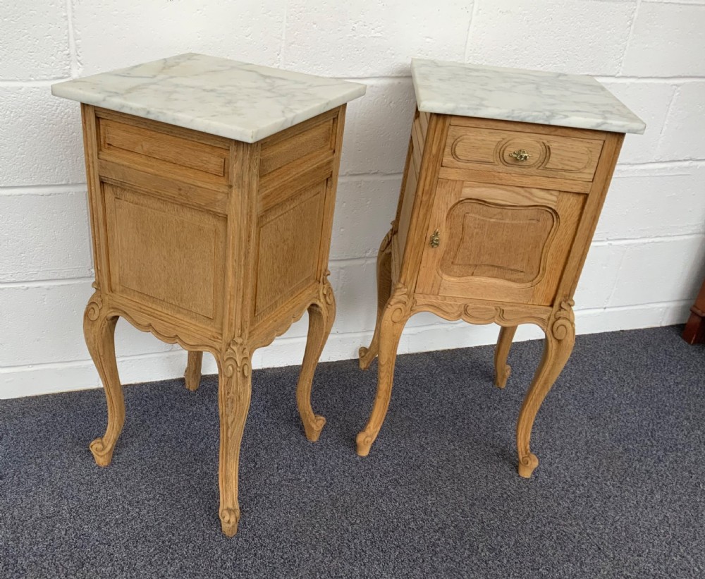 PAIR OF BLEACHED OAK MARBLE TOPPED BEDSIDE CABINETS  View IV