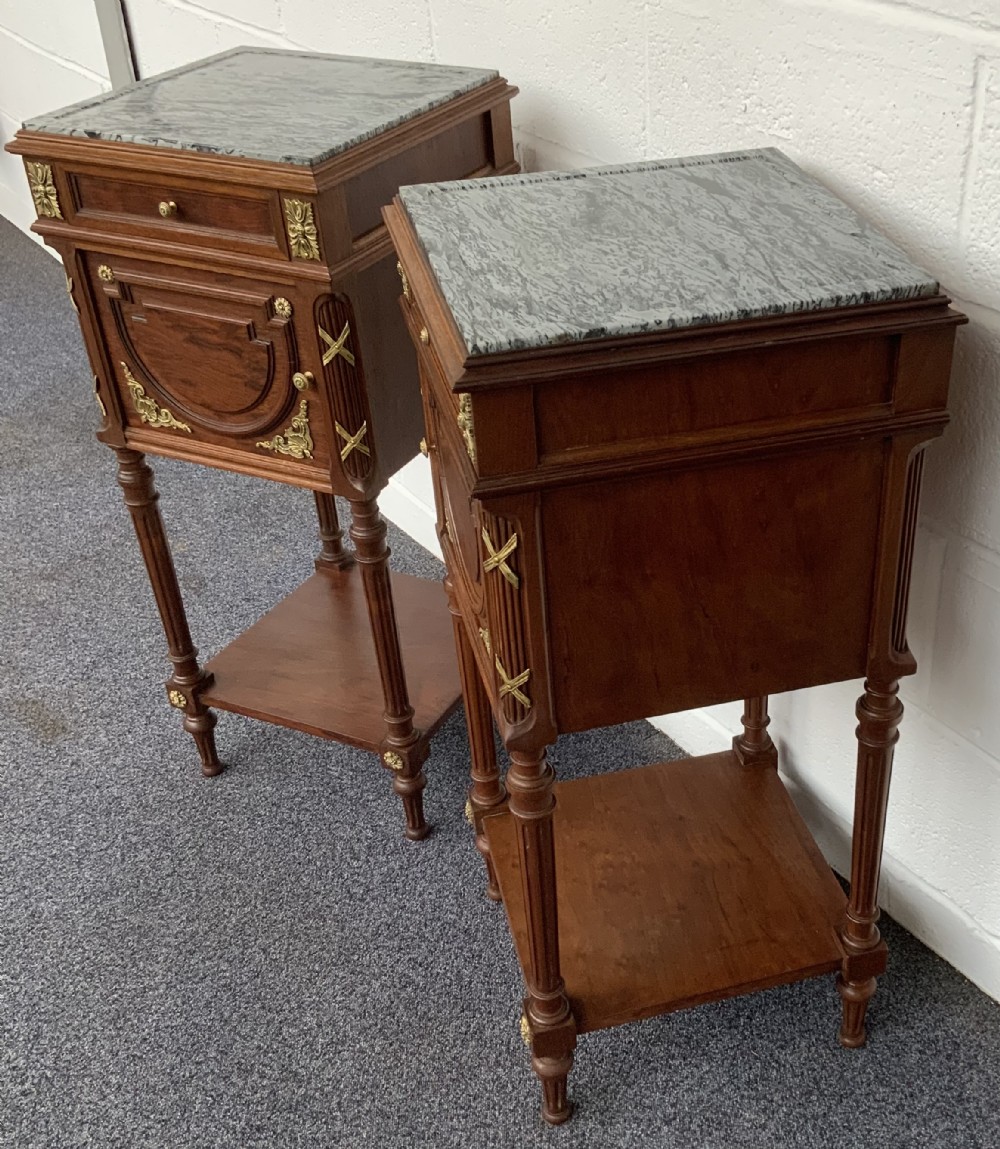 PAIR OF FRENCH BEDSIDE CABINETS WITH BRASS EMBELLISHMENTS  View IV