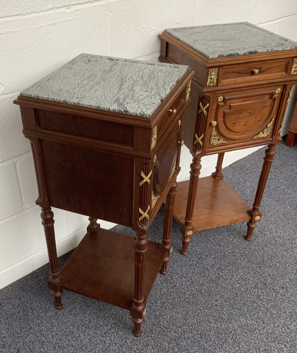 PAIR OF FRENCH BEDSIDE CABINETS WITH BRASS EMBELLISHMENTS  View V