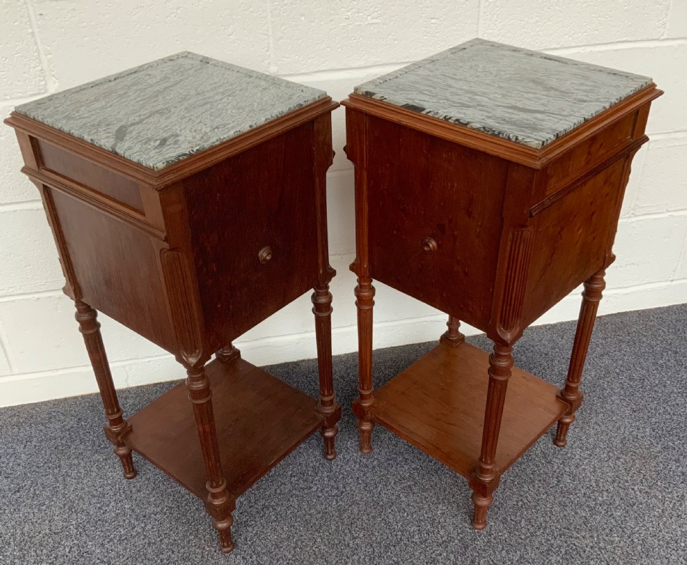 PAIR OF FRENCH BEDSIDE CABINETS WITH BRASS EMBELLISHMENTS  View VIII