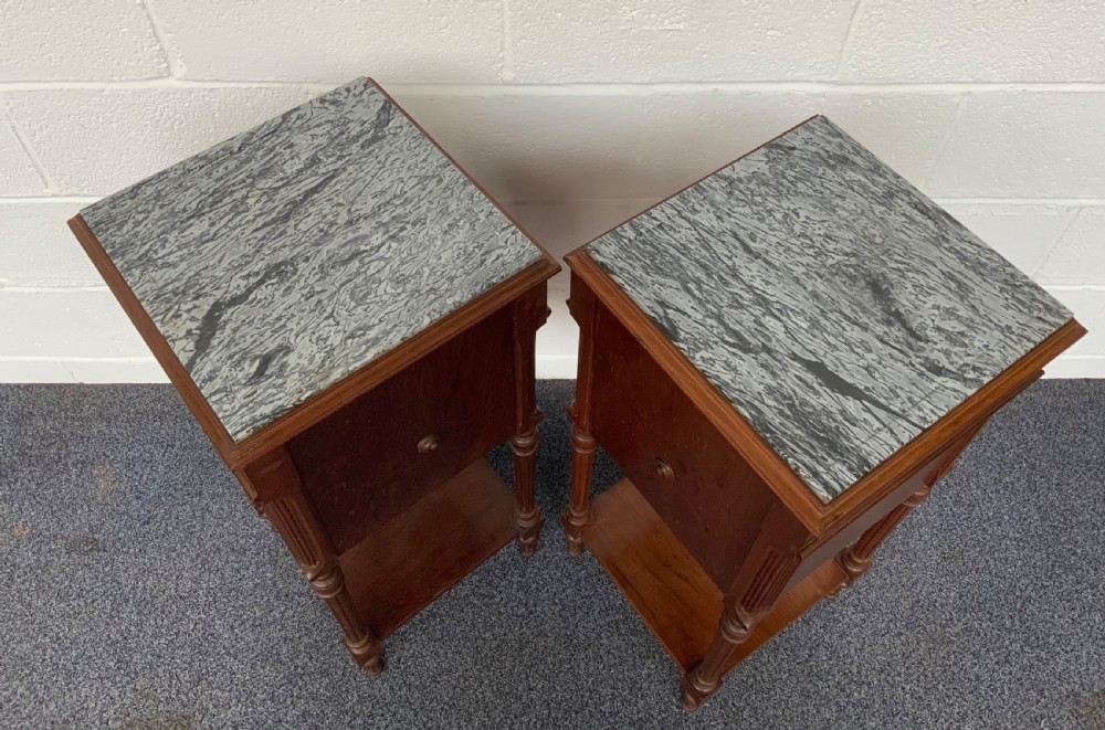 PAIR OF FRENCH BEDSIDE CABINETS WITH BRASS EMBELLISHMENTS  View IX