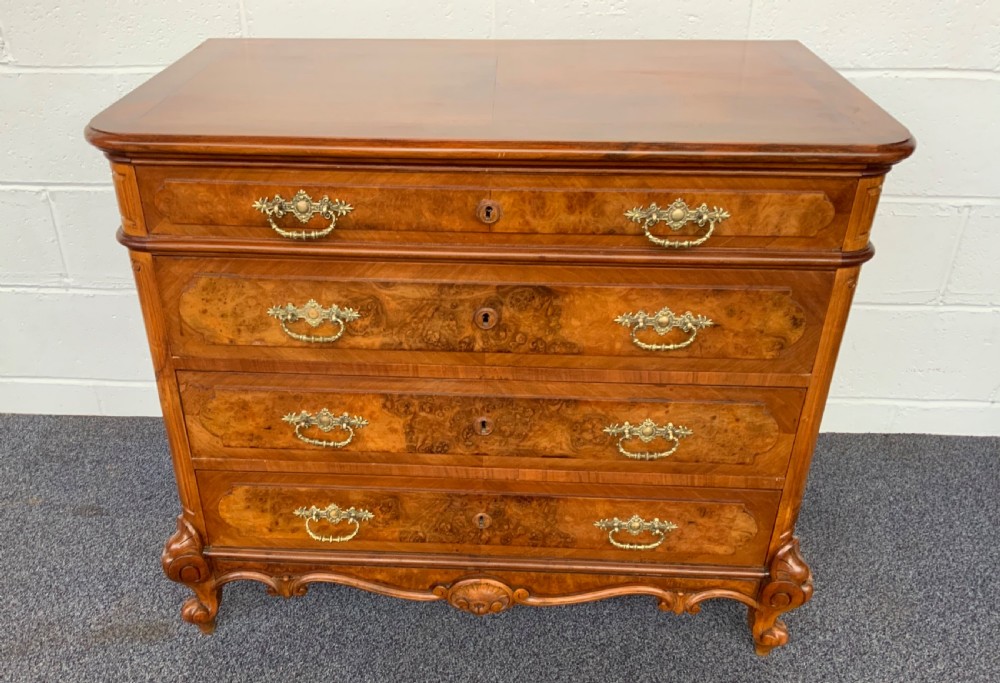 BURR WALNUT FRENCH CHEST OF DRAWERS  View II