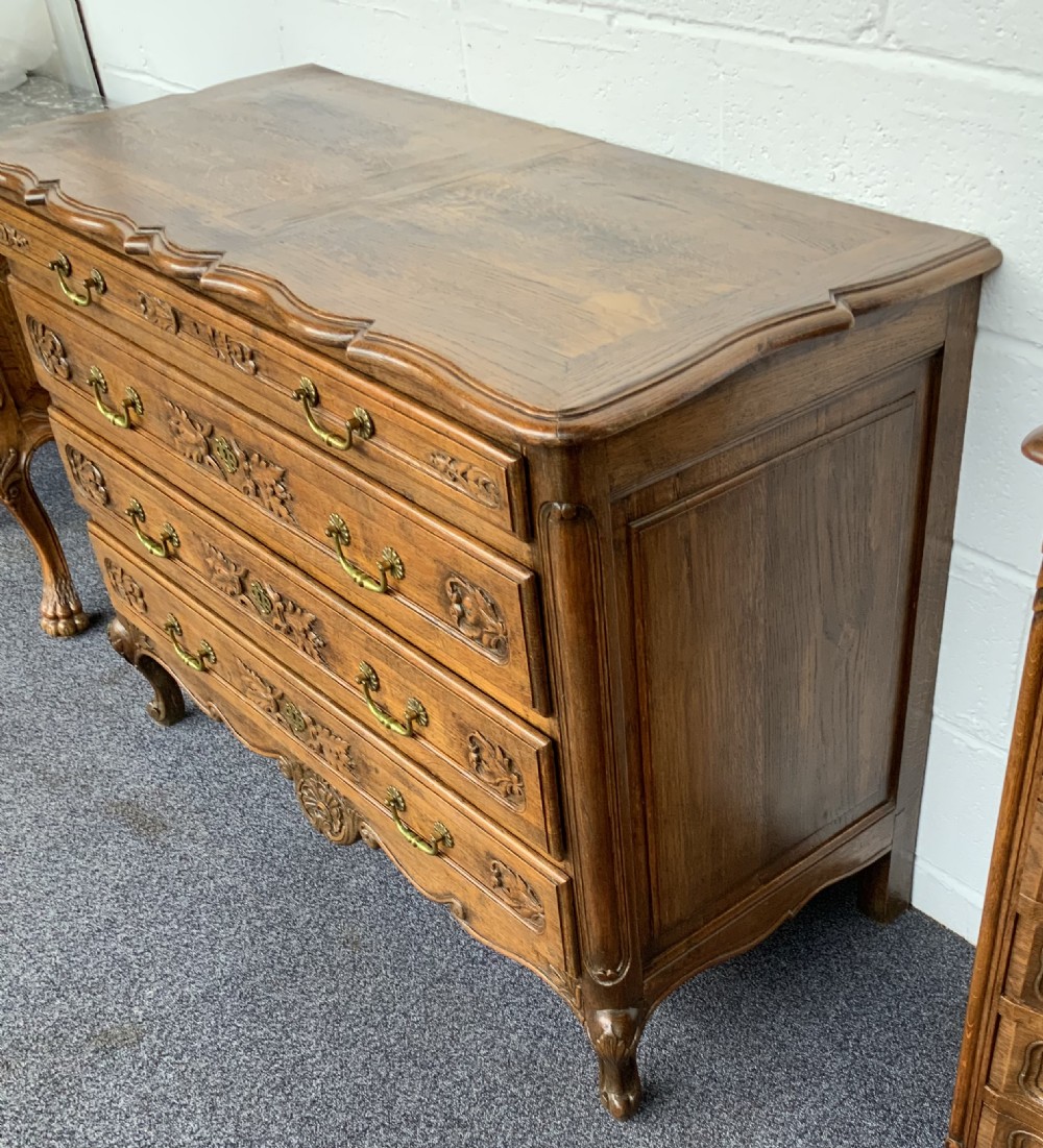 ORNATELY CARVED FRENCH OAK CHEST OF DRAWERS  View V