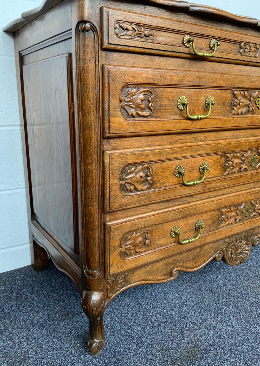 ORNATELY CARVED FRENCH OAK CHEST OF DRAWERS  View XII