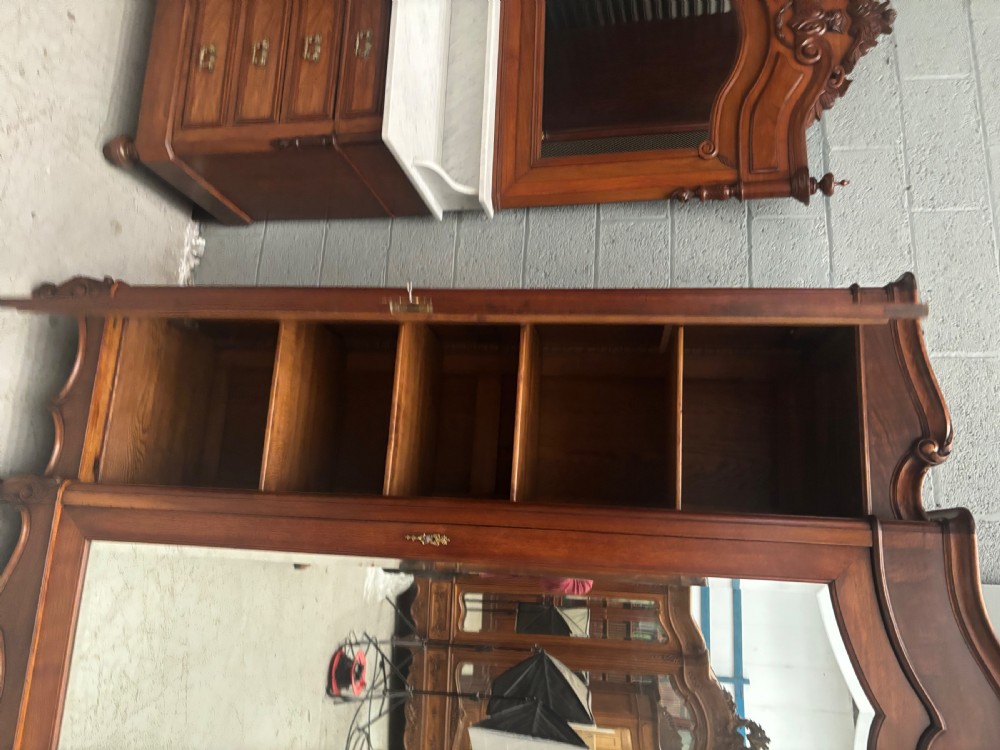 LARGE MAHOGANY TRIPLE FRENCH ARMOIRE  View II