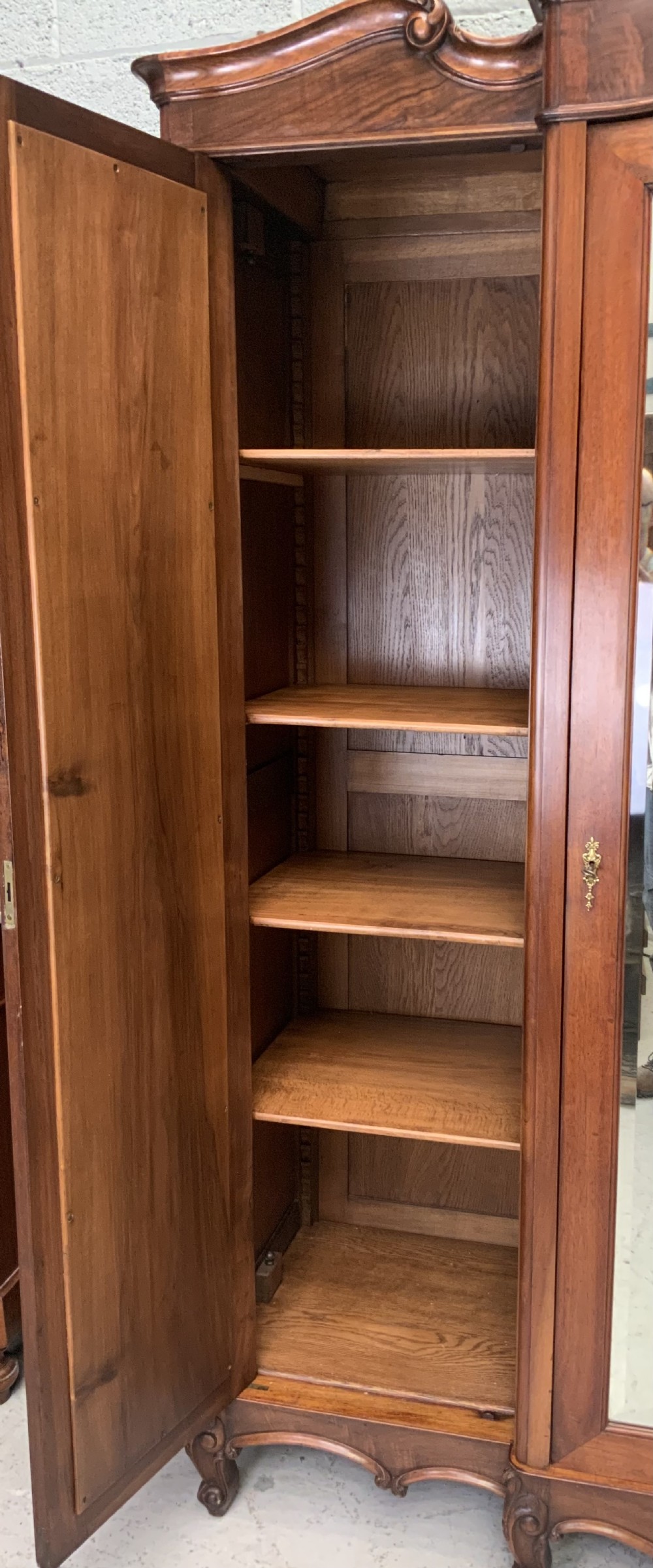 LARGE MAHOGANY TRIPLE FRENCH ARMOIRE  View IX
