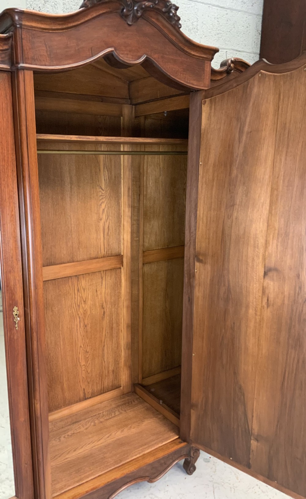 LARGE MAHOGANY TRIPLE FRENCH ARMOIRE  View XI