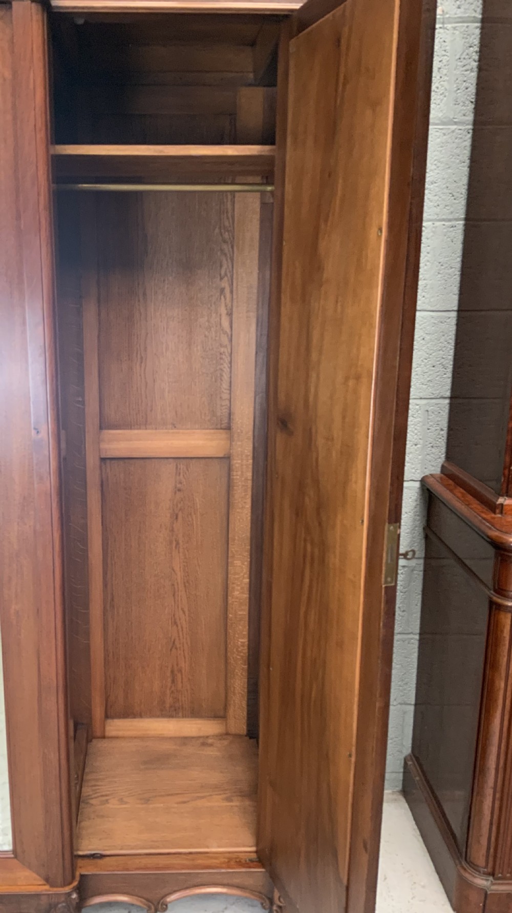 LARGE MAHOGANY TRIPLE FRENCH ARMOIRE  View XII