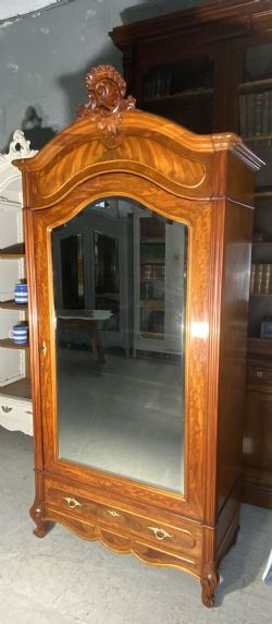 CARVED MAHOGANY FRENCH SINGLE ARMOIRE