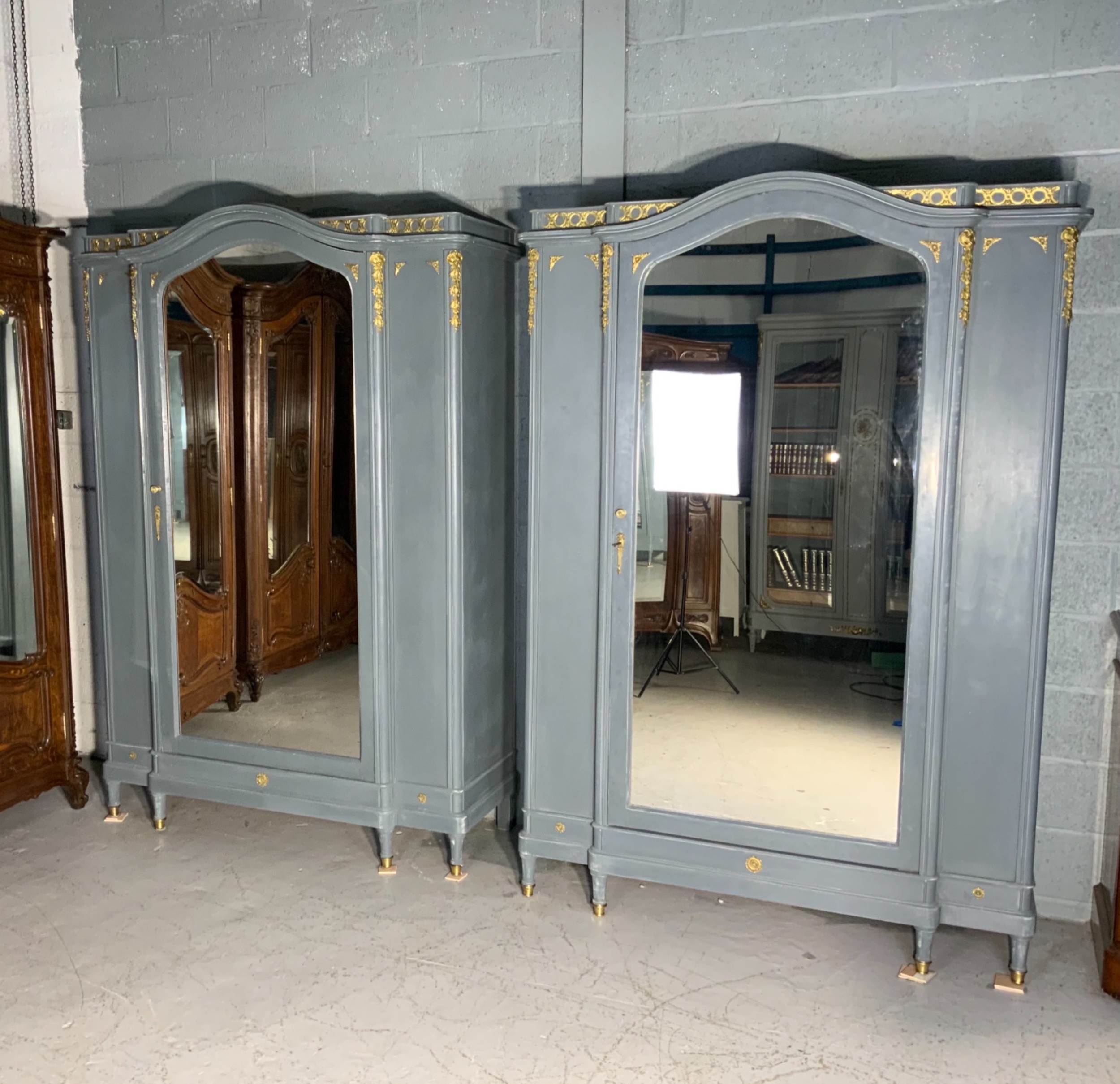 pair of painted french armoires - CATEGORY: ANTIQUE WARDROBES - DATED 1920