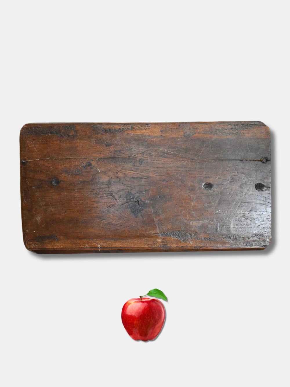 A rectangular hand-carved warm brown chestnut wooden relief panel depicting the biblical Lamentation of Christ surrounded by figures. View II