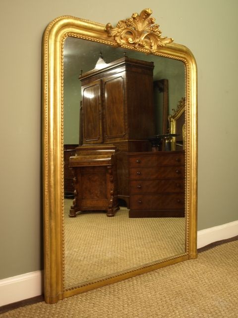 A Large Antique French Giltwood Wall Mirror