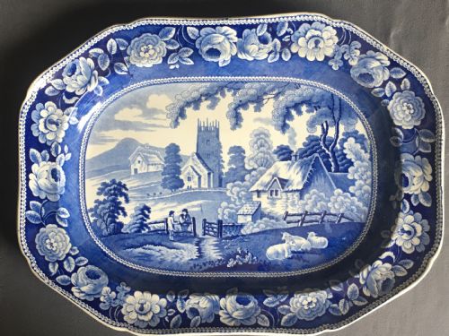 BLUE WHITE MEAT PLATE SERVING PLATTER - ADDITIONAL PHOTO 9