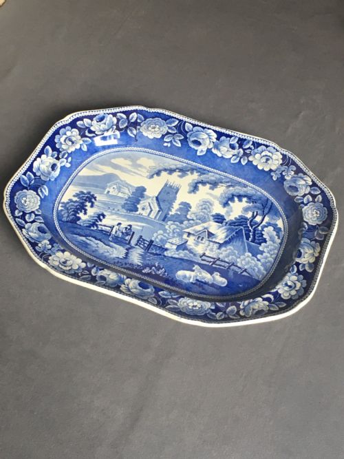 BLUE WHITE MEAT PLATE SERVING PLATTER - ADDITIONAL PHOTO 10