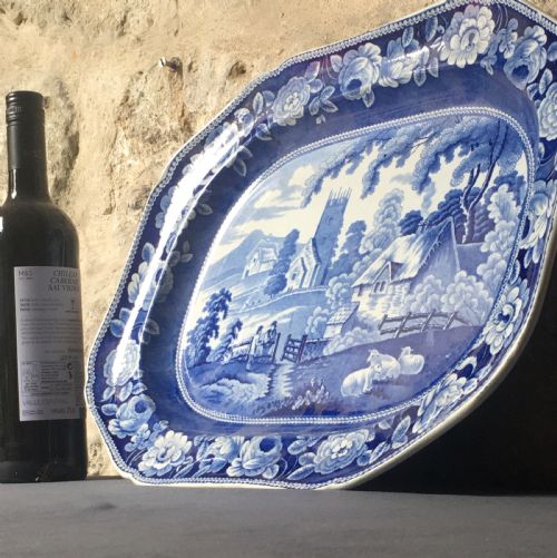 BLUE WHITE MEAT PLATE SERVING PLATTER - ADDITIONAL PHOTO 15