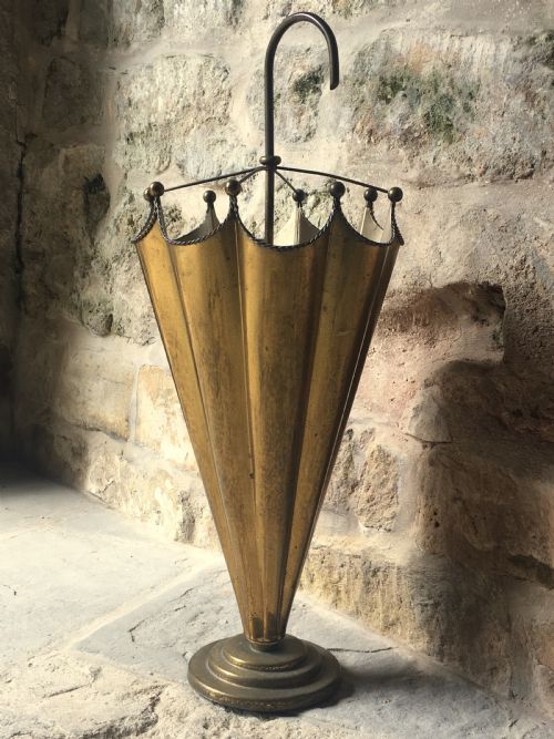giltfinish umbrellastick stand - CATEGORY: ANTIQUE METAL - DATED 1930