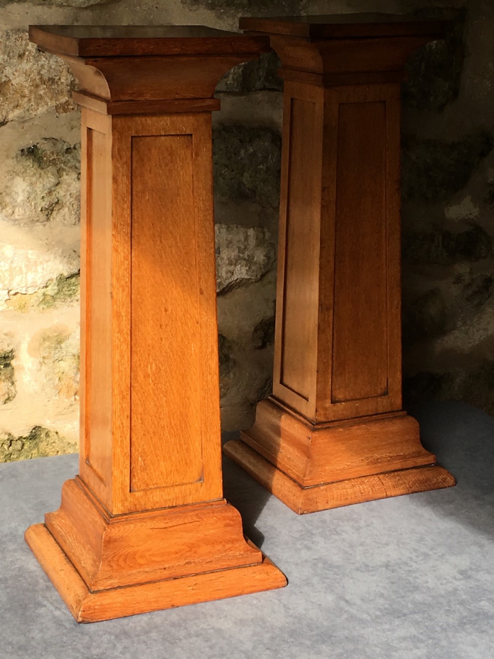 A rare pair of oak pedestal columns View II