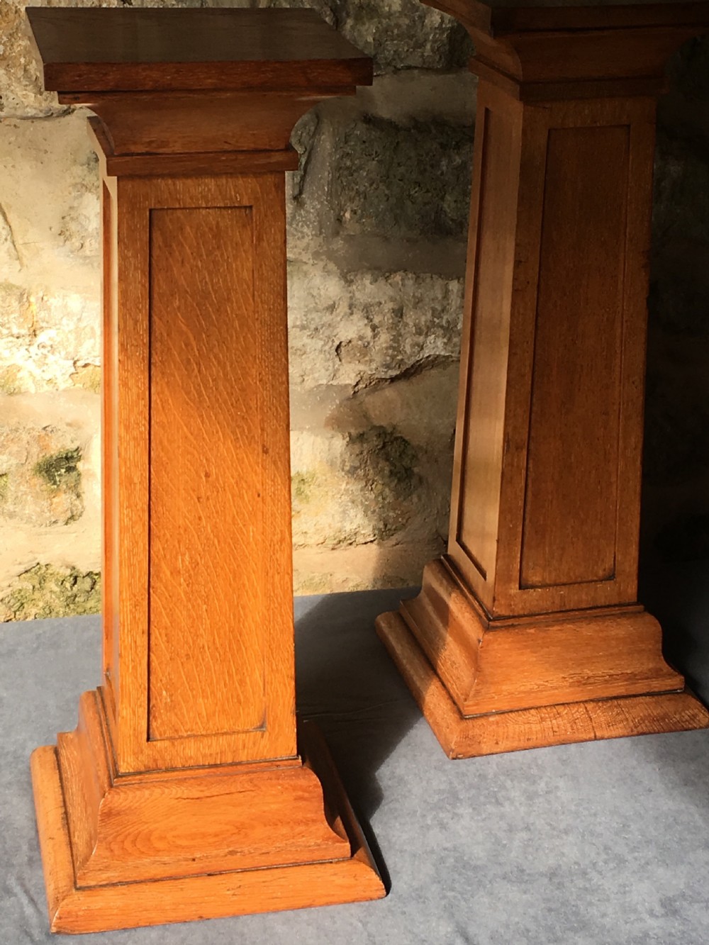 A rare pair of oak pedestal columns View III