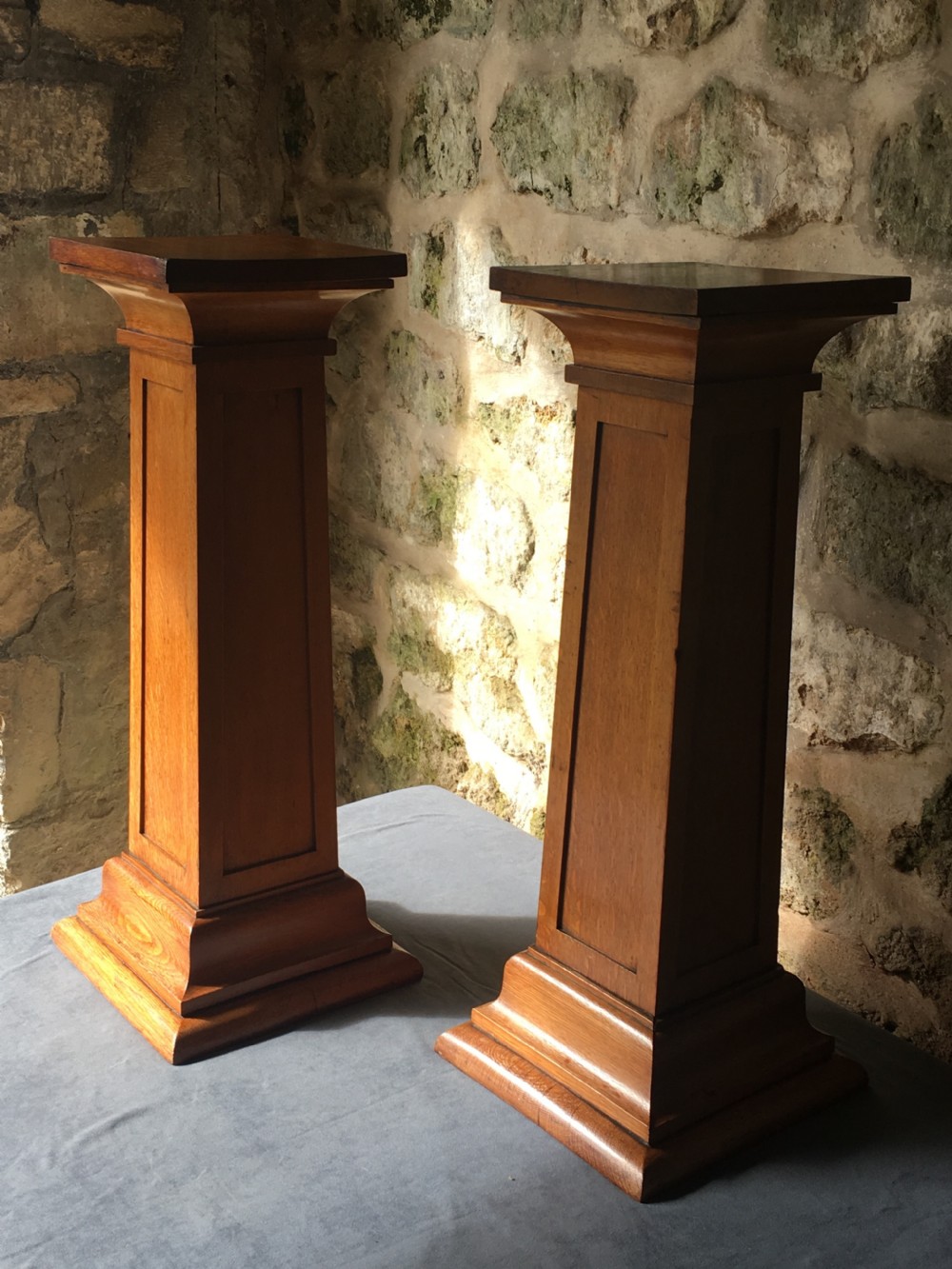 A rare pair of oak pedestal columns View V