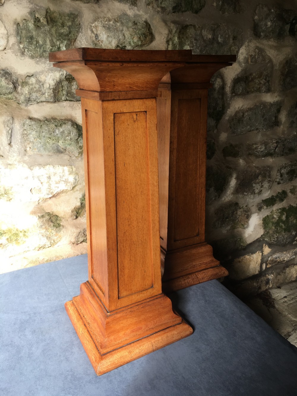A rare pair of oak pedestal columns View IX