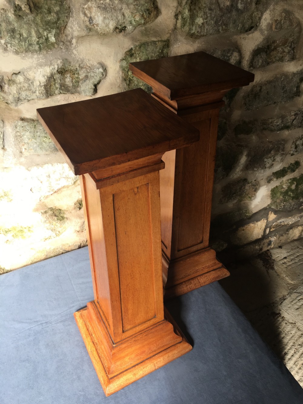 A rare pair of oak pedestal columns View X