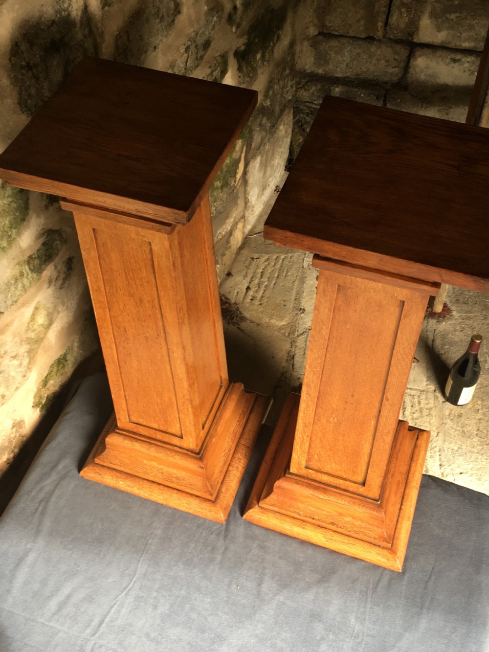 A rare pair of oak pedestal columns View XII