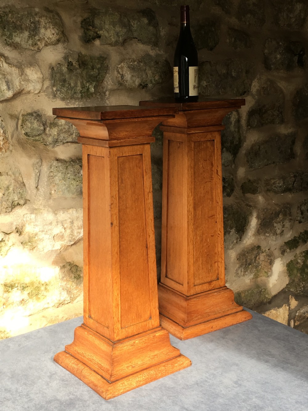 A rare pair of oak pedestal columns View XVII