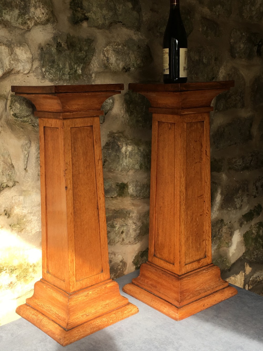 A rare pair of oak pedestal columns View XVIII