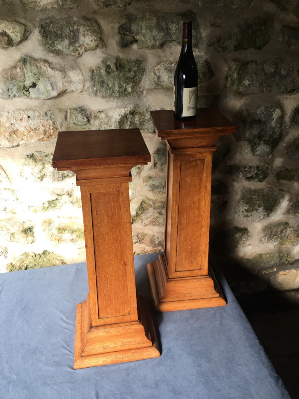 A rare pair of oak pedestal columns View XIX