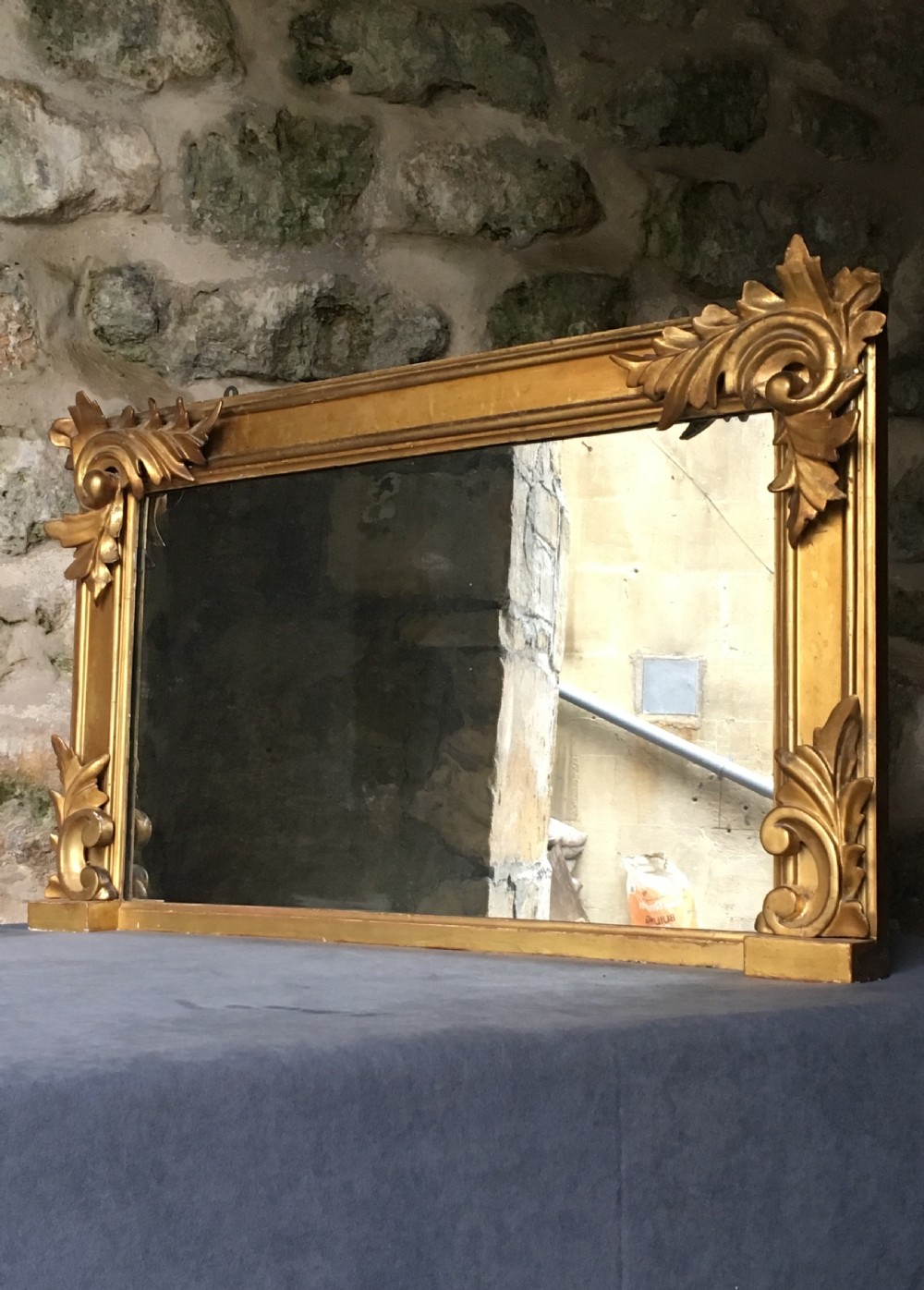 Small gilded overmantel mirror