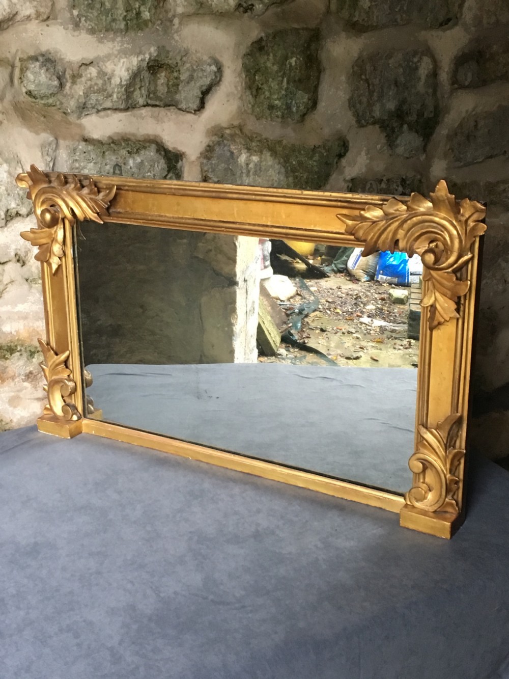 Small gilded overmantel mirror View XV