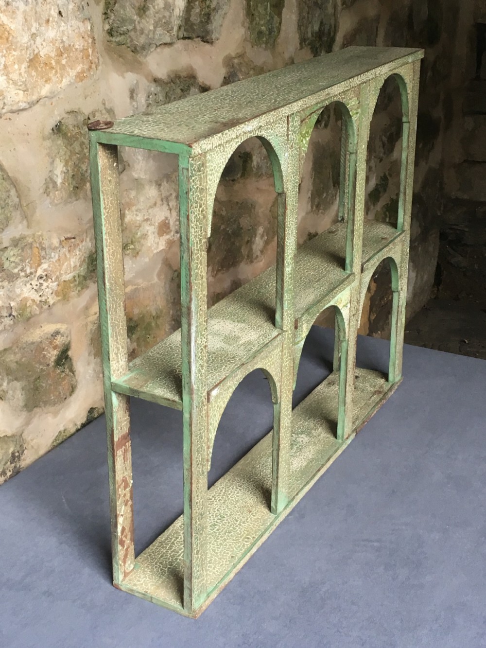 Rustic painted wall shelves
