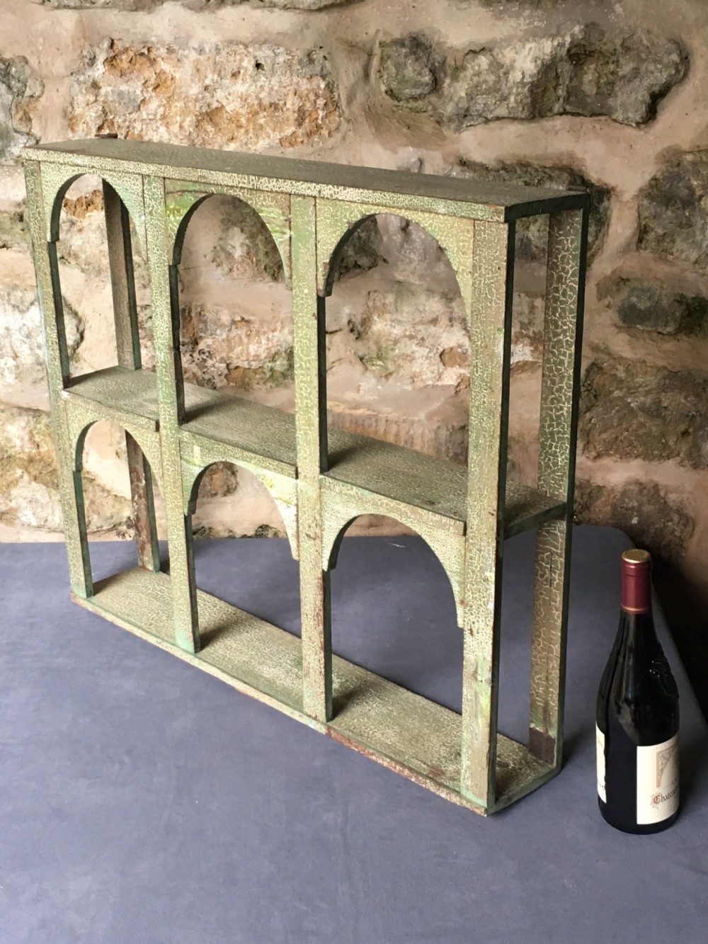 Rustic painted wall shelves View II