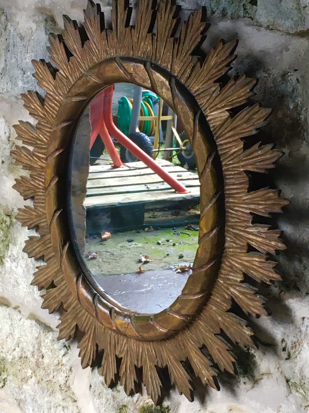 Giltwood oval wall mirror View X