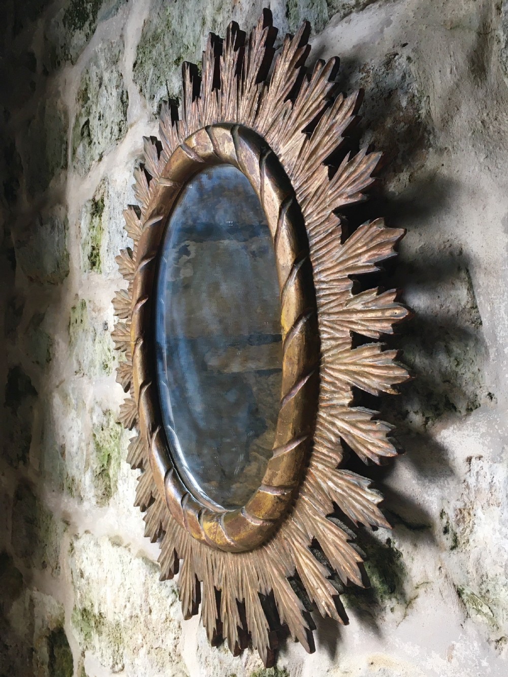Giltwood oval wall mirror View XIV