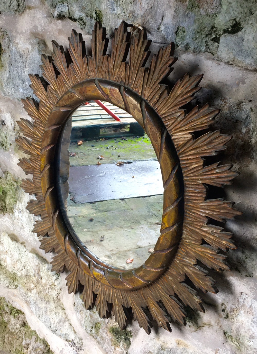 Giltwood oval wall mirror View XIX