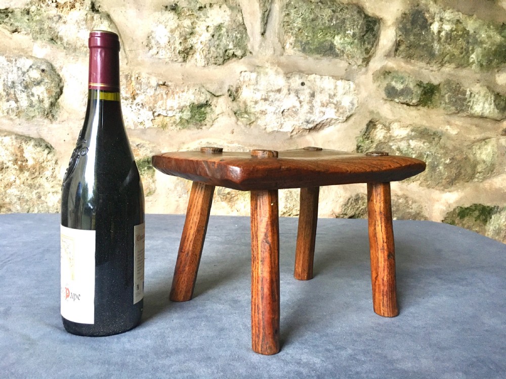 Small c19th elm stool View II