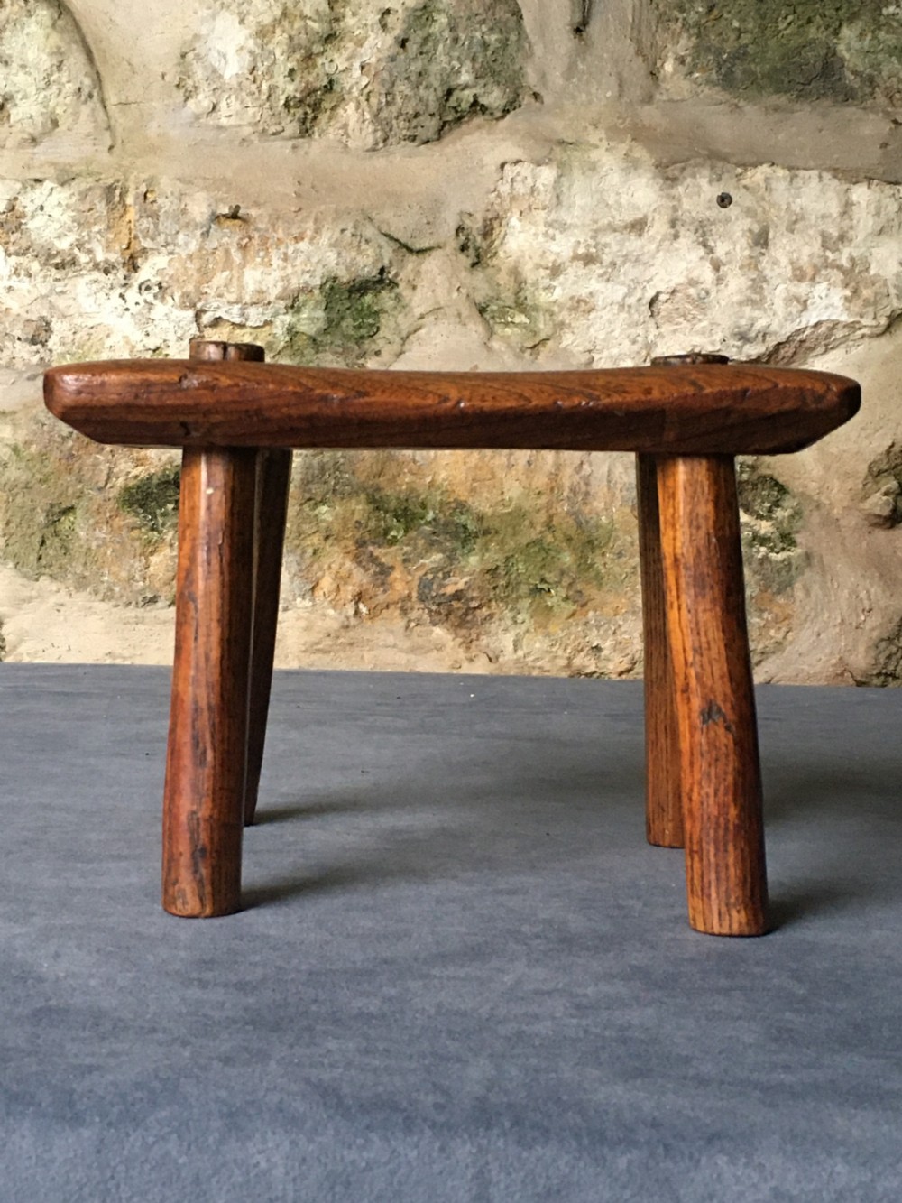 Small c19th elm stool View IV