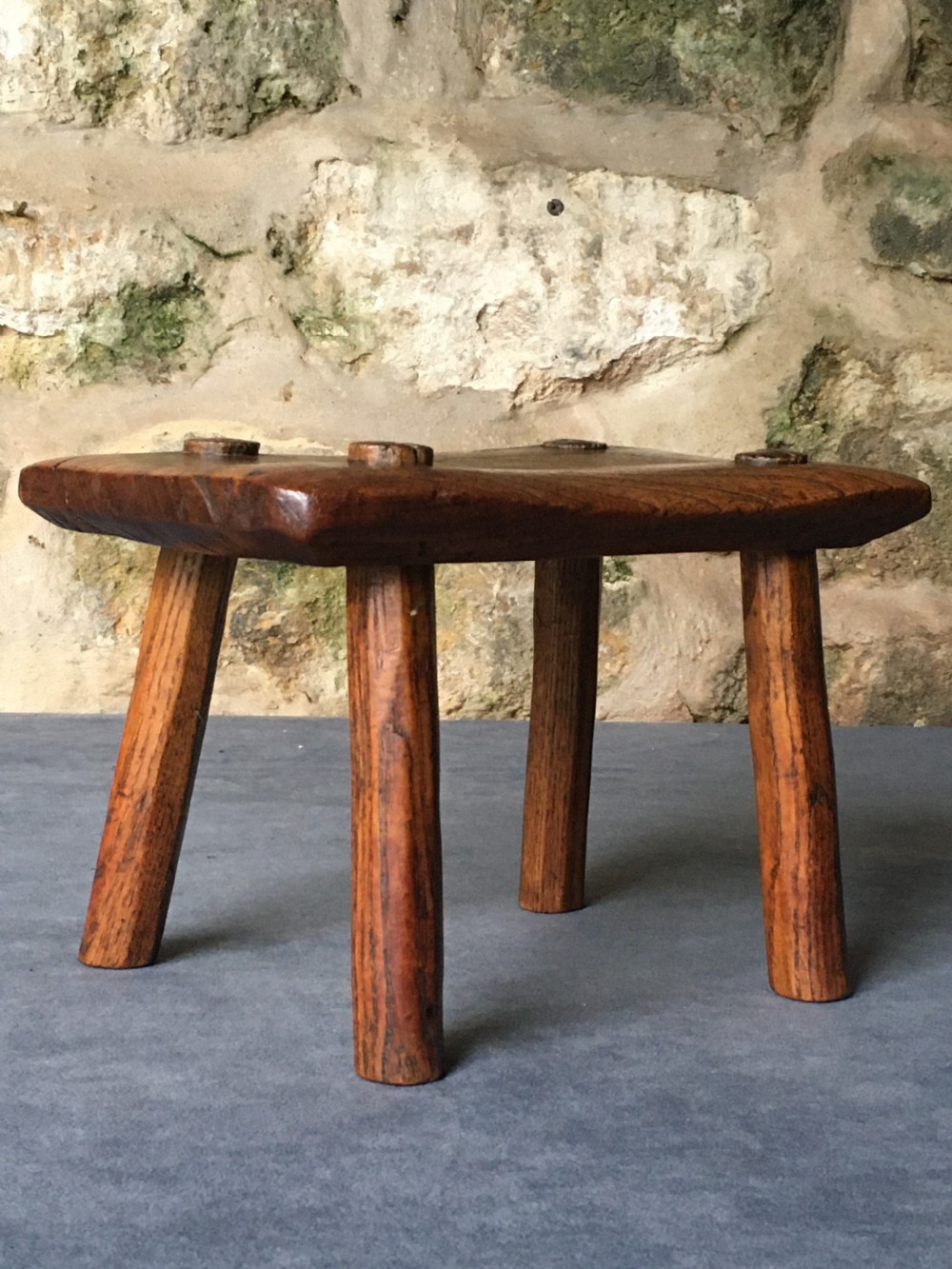 Small c19th elm stool View VI
