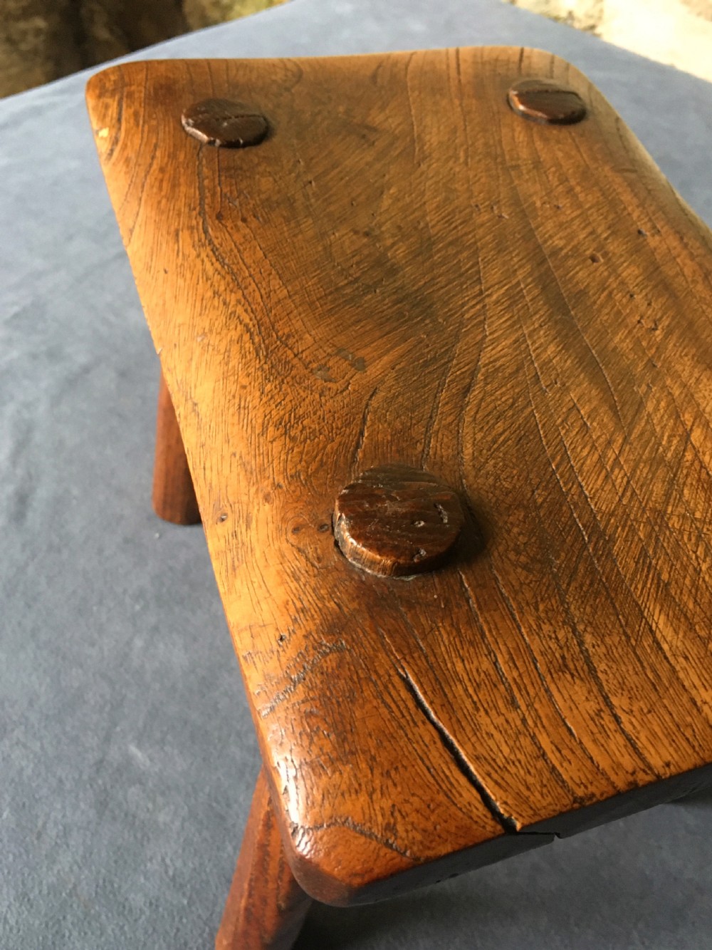 Small c19th elm stool View IX