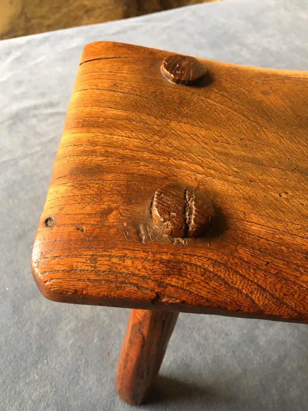 Small c19th elm stool View X