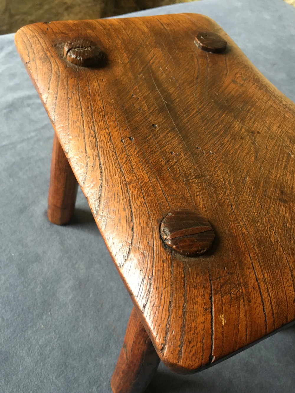 Small c19th elm stool View XI