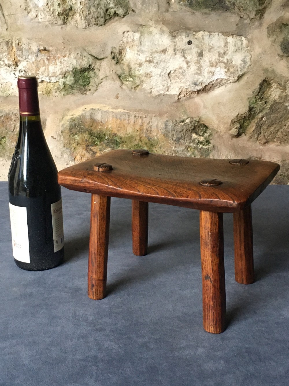 Small c19th elm stool View XIV