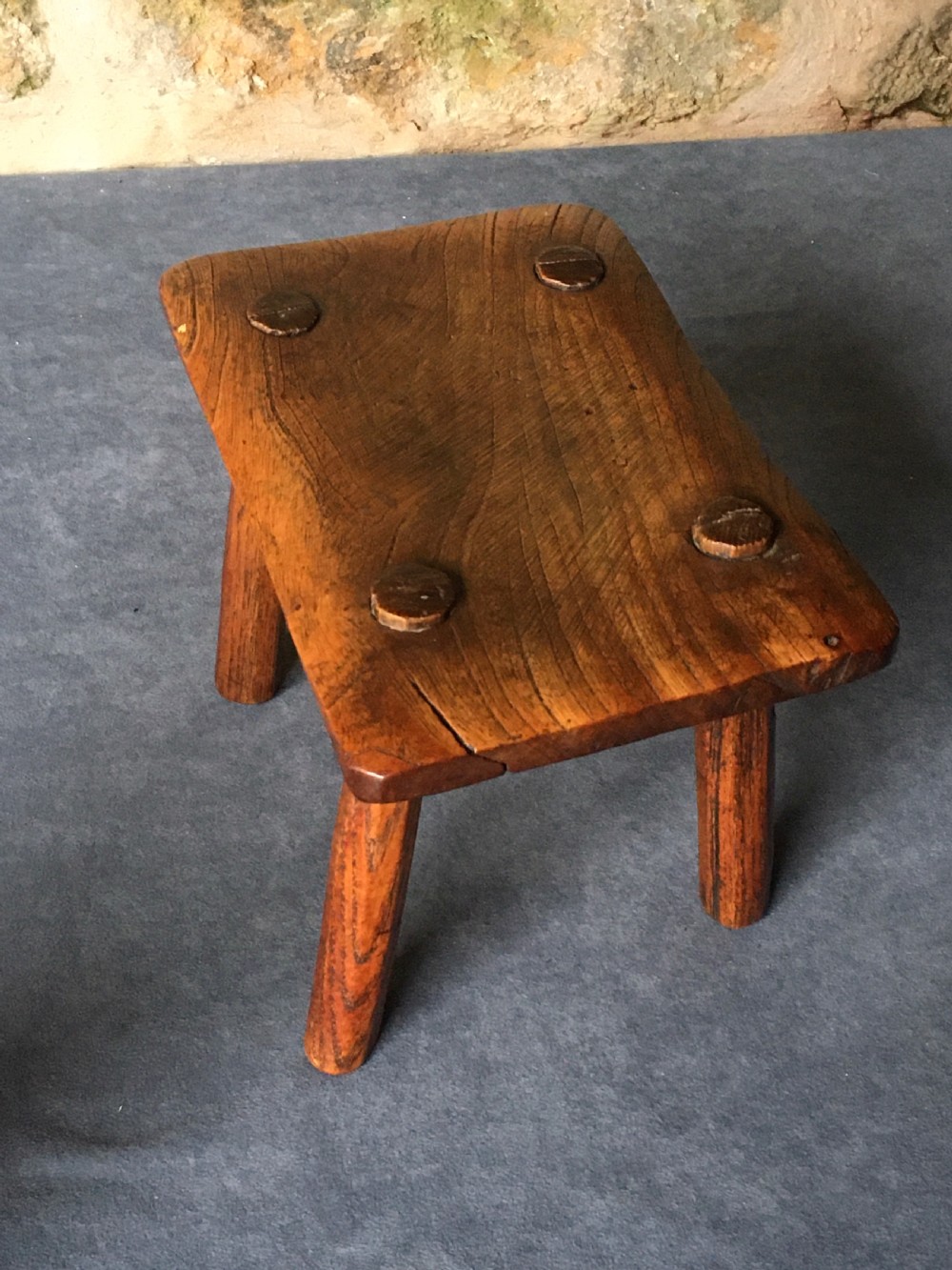 Small c19th elm stool View XVII