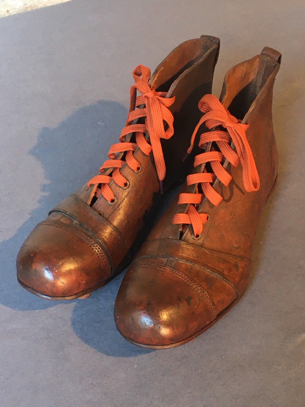 Rare pair of Edwardian football boots  View V