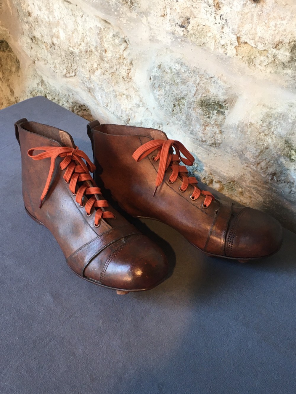Rare pair of Edwardian football boots  View IX