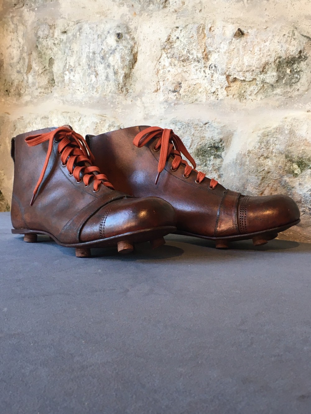 Rare pair of Edwardian football boots  View X